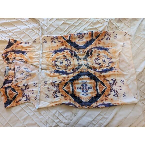 Geren Ford silk abstract watercolor v neck sleeveless blouse sz l euc - Picture 7 of 7